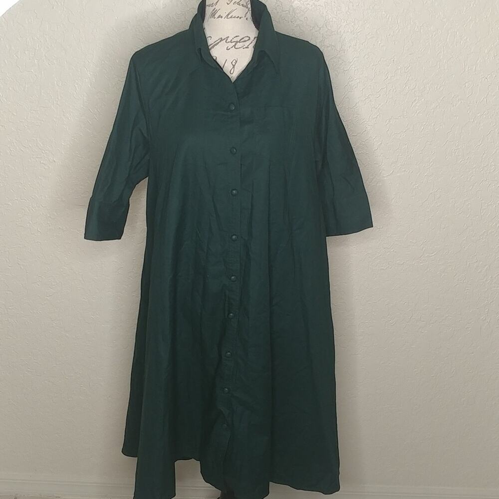 Button‎ Front Tent Dress Green